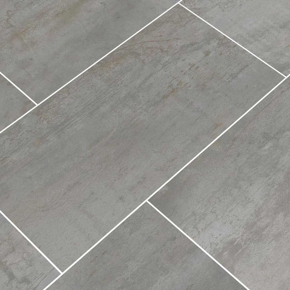 MSI Metallic Steel 24 in. x 48 in. Matte Porcelain Stone Look Floor and Wall Tile (16 sq. ft.Case) NMETSTE2448