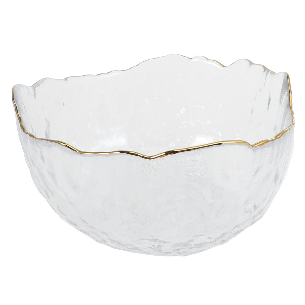 Homemaxs Japanese Style Salad Bowl Irregular Wave Glass Transparent Bowl for Serving Fruit Vegetable Snack