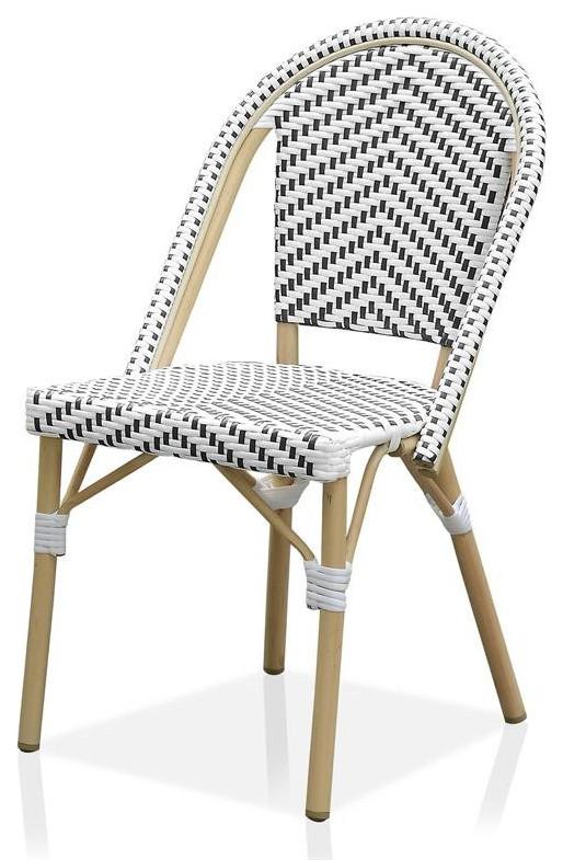 Furniture of America Devey Aluminum Patio Chairs in Black and White (Set of 2)   Tropical   Outdoor Dining Chairs   by Homesquare  Houzz