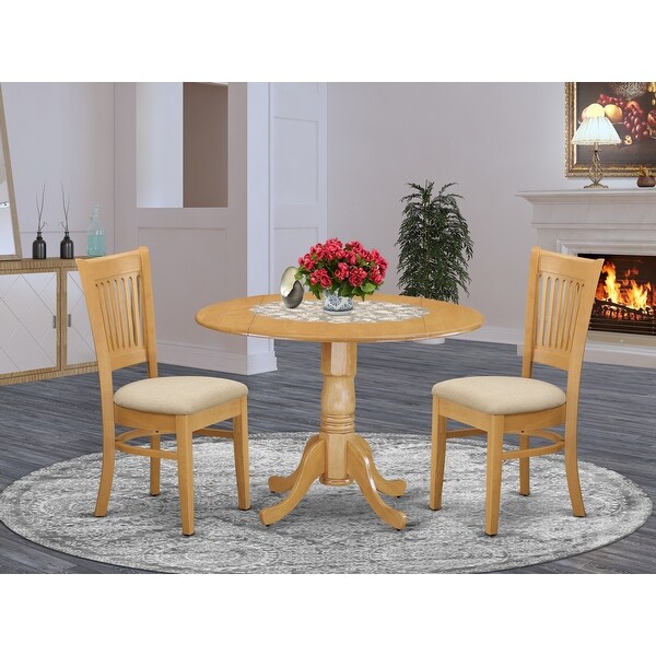 3 Pc Kitchen nook Dining set-Kitchen Table and 2 Dining Room Chairs with slat back (Chair Seat Options)