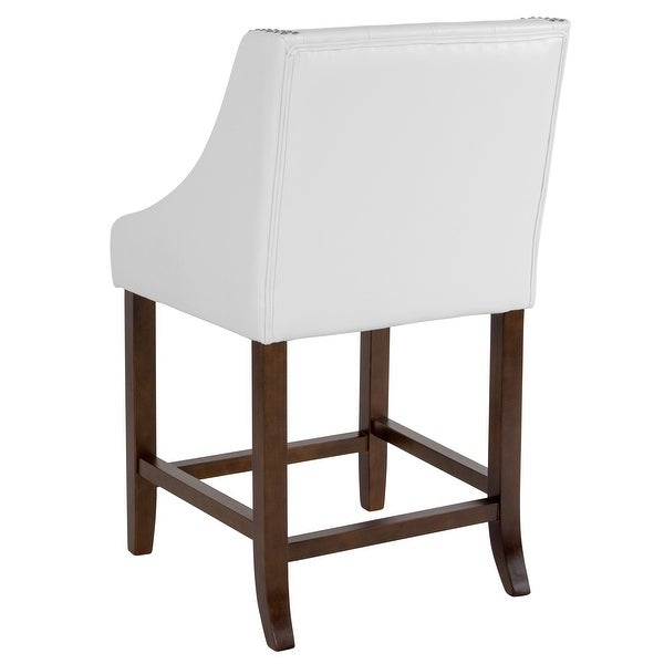 24-inch Transitional Tufted Walnut Counter-height Stool