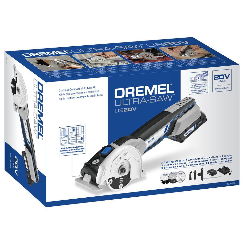 Dremel 20V Max Ultra-Saw Cordless Compact Saw Kit (1 Battery Charger) US20V-01