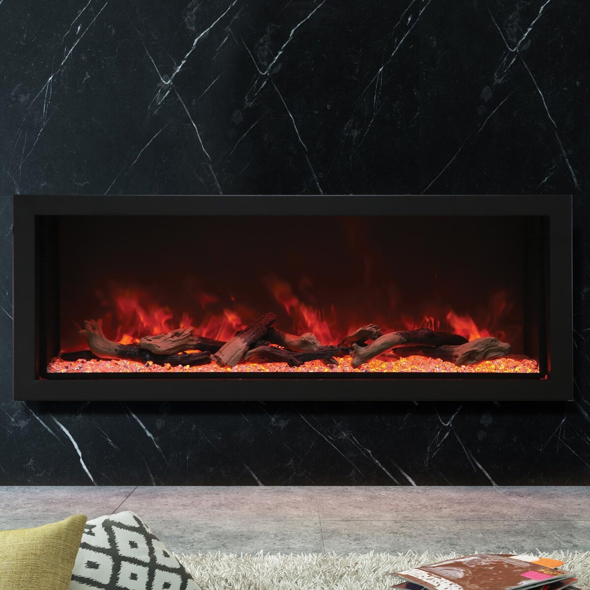 Amantii Panorama Series Extra Tall， Deep 60-Inch Built-In Electric Fireplace