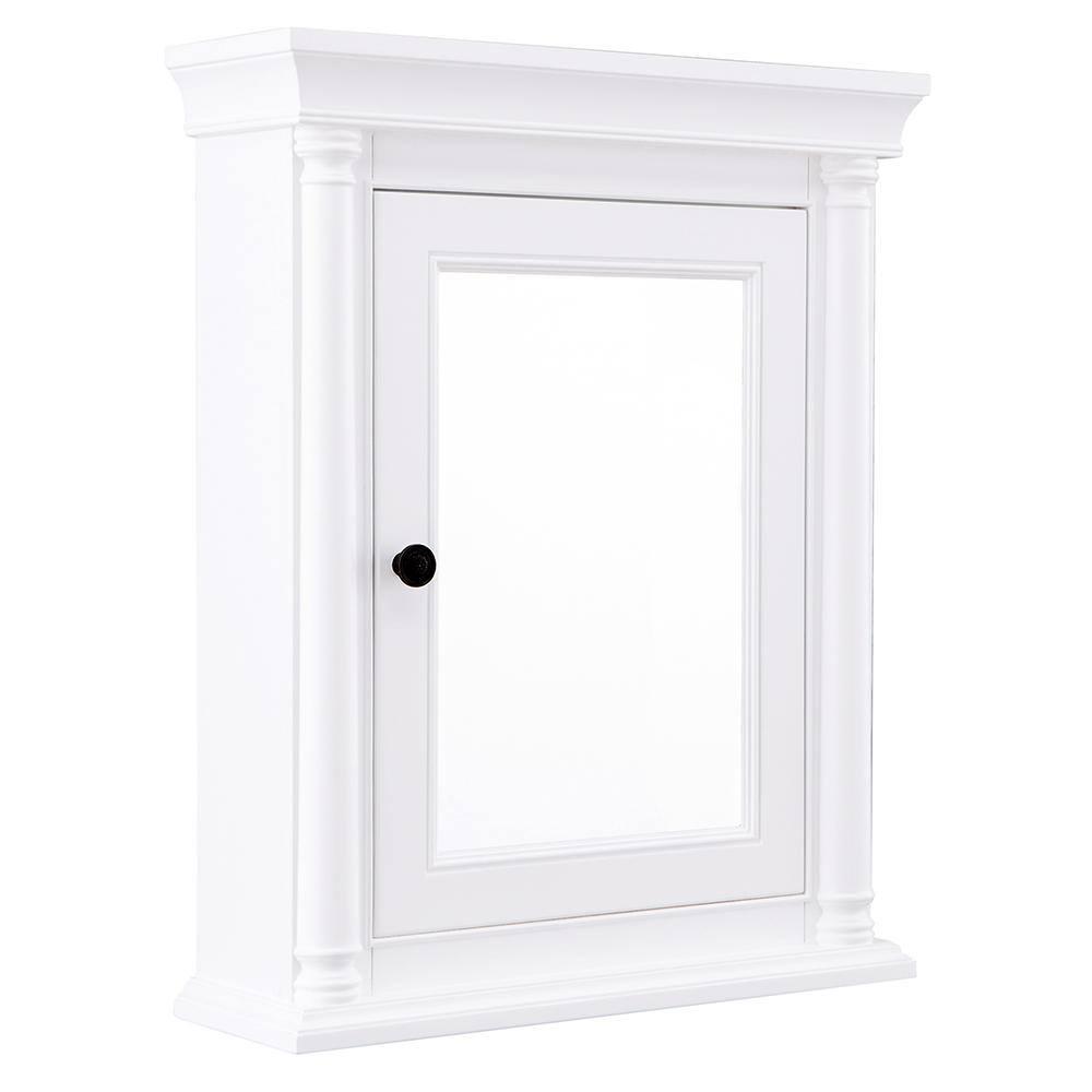 Home Decorators Collection Strousse 24 in W x 30 in H Surface Mount Mirrored Medicine Cabinet in White