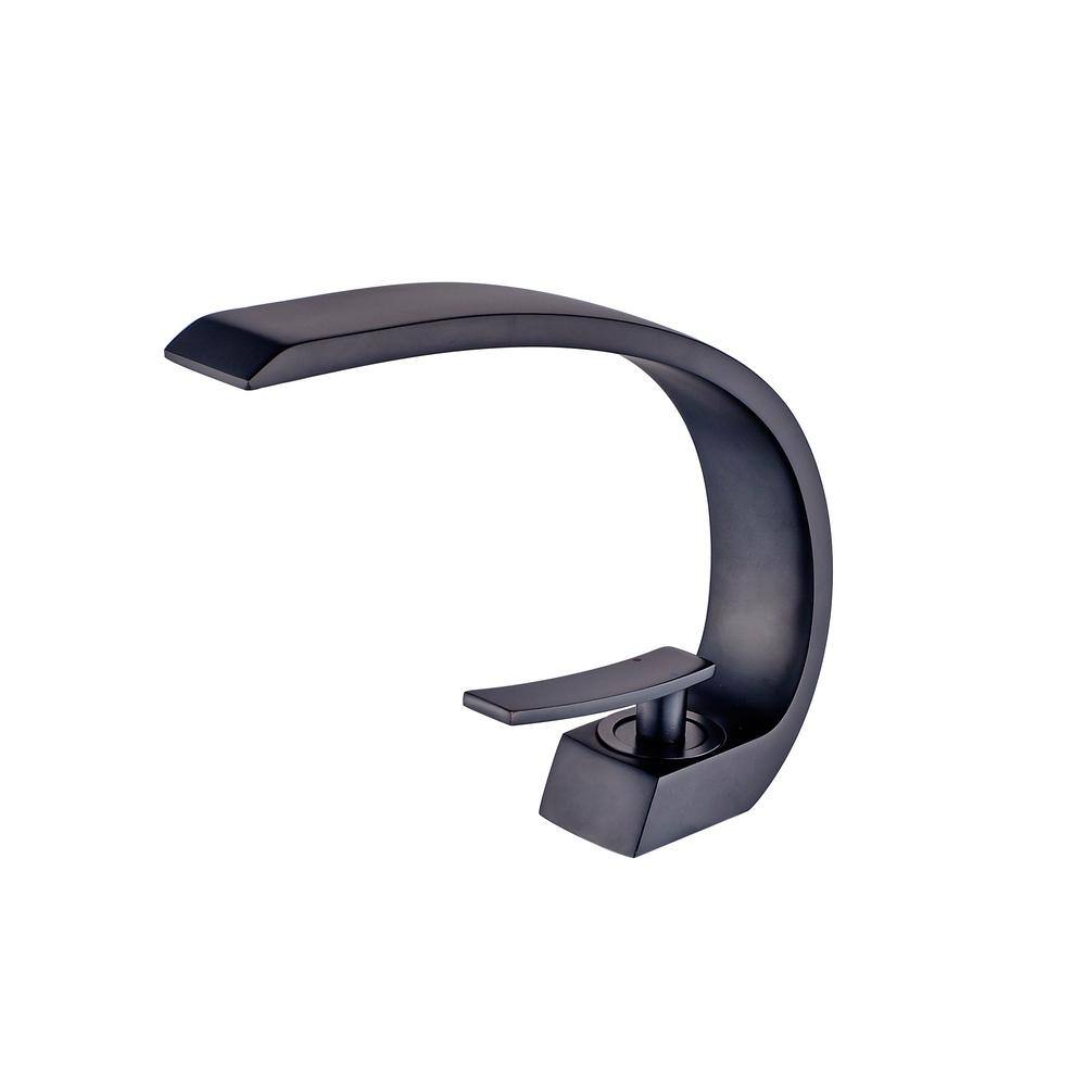 Boyel Living Single Hole Single-Handle Bathroom Faucet with Curved Spout in Matte Black BM213B