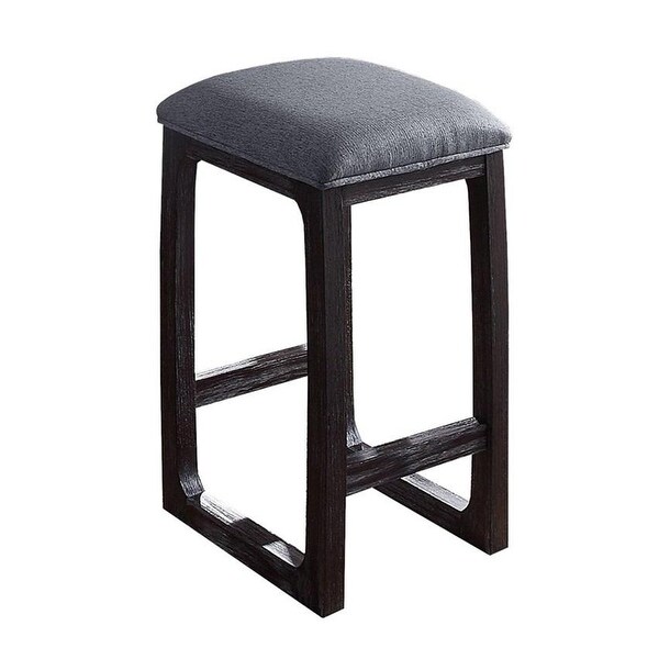 Fabric Counter Height Stool in Grey and Weathered Espresso Finish