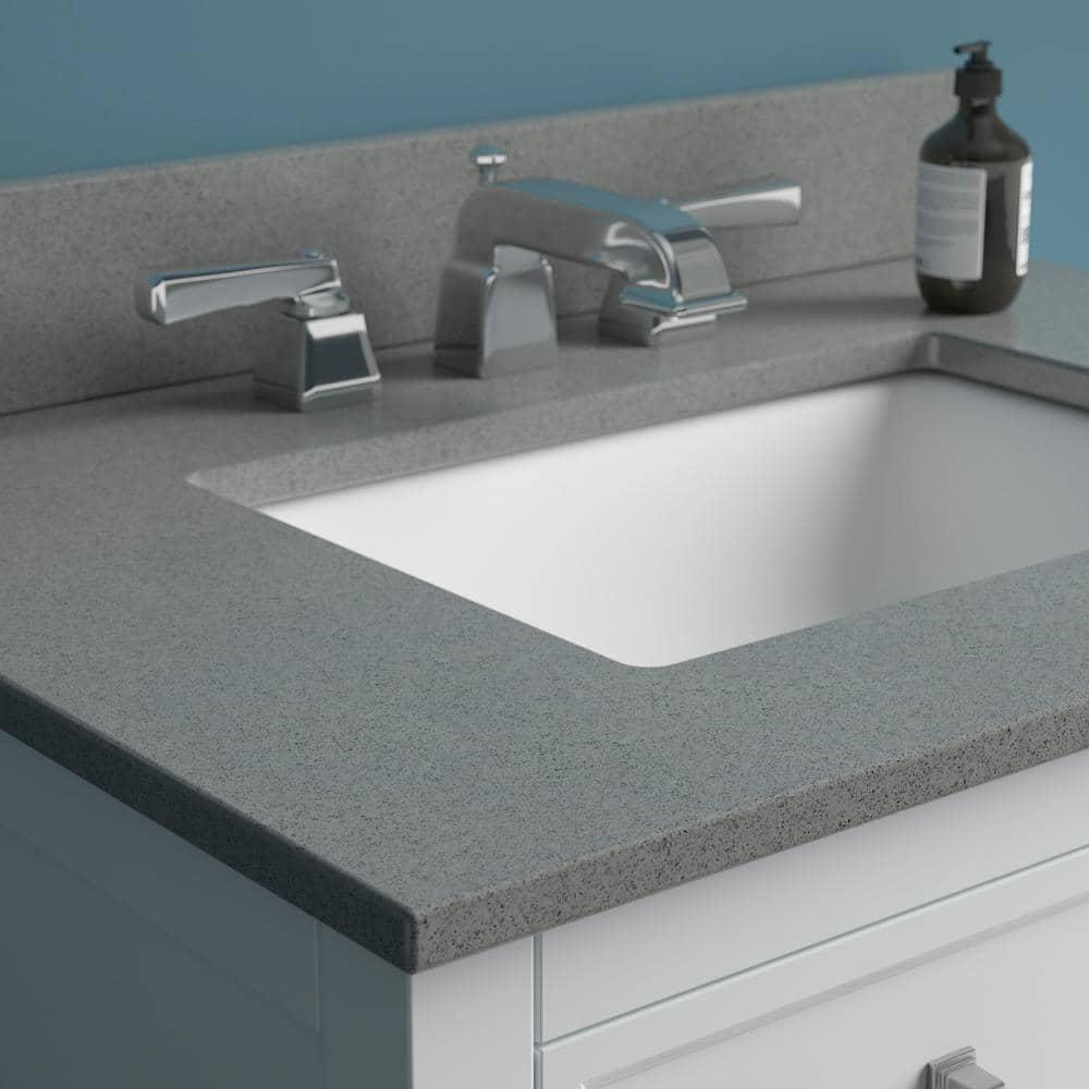 Foremost 37 in W x 22 in D Quartz Vanity Top in Galaxy Grey with White Basin