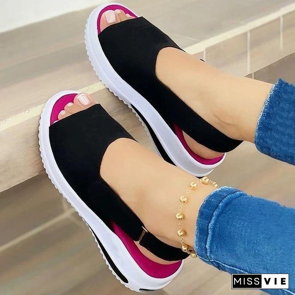 Summer Fashion Women's Wedges Sandals Beach Casual Female Platform Peep Toe Shoes Slingback Lady Mixed Colors Buckle Sandals