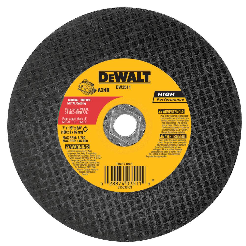 DW 7-in x 1/8-in Abrasive Metal-Cutting Saw Blade DW3511 from DW