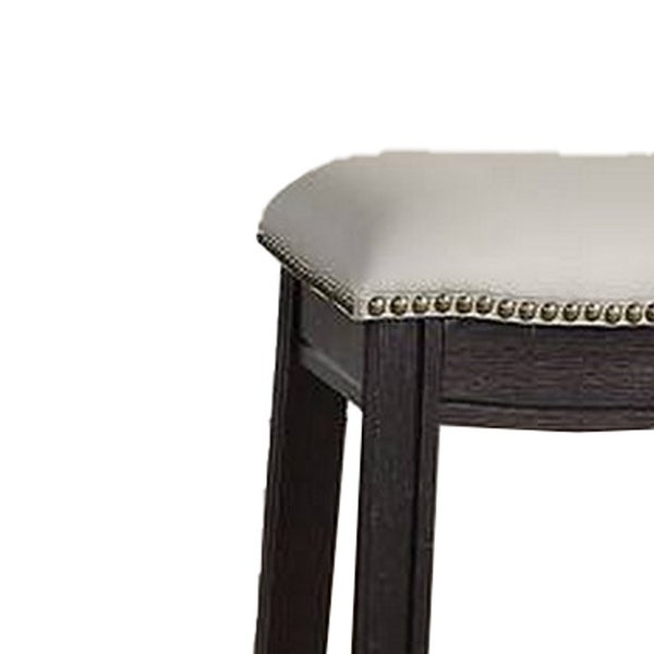 29 Inch Wooden Bar Stool with Upholstered Cushion Seat Set of 2， Gray and Black - 29 H x 13.8 W x 18 L