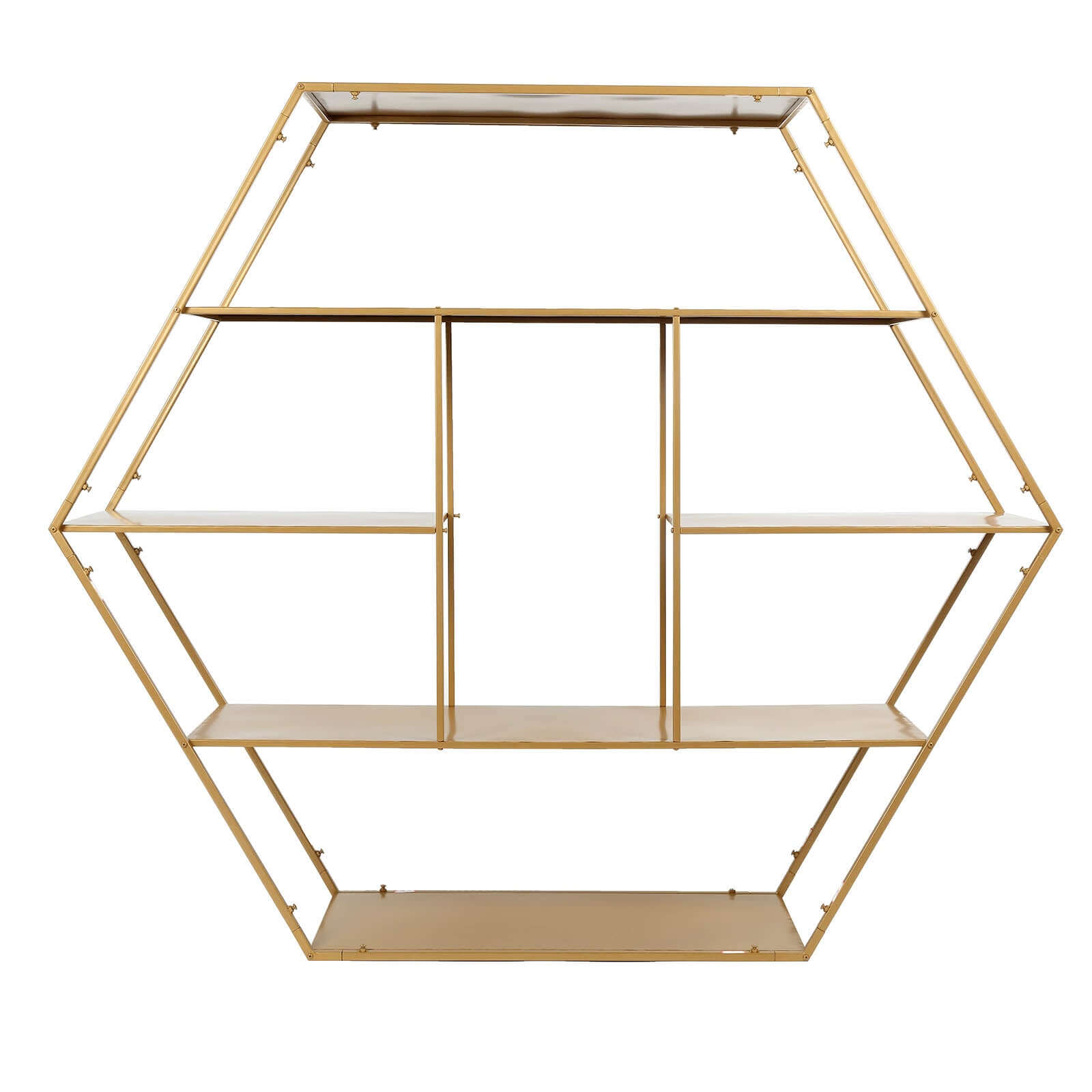 Large Gold Metal Hexagonal Cake Dessert Display Stand, Wedding Arch Backdrop, Balloons Rack, Modern Bookcase 4ft