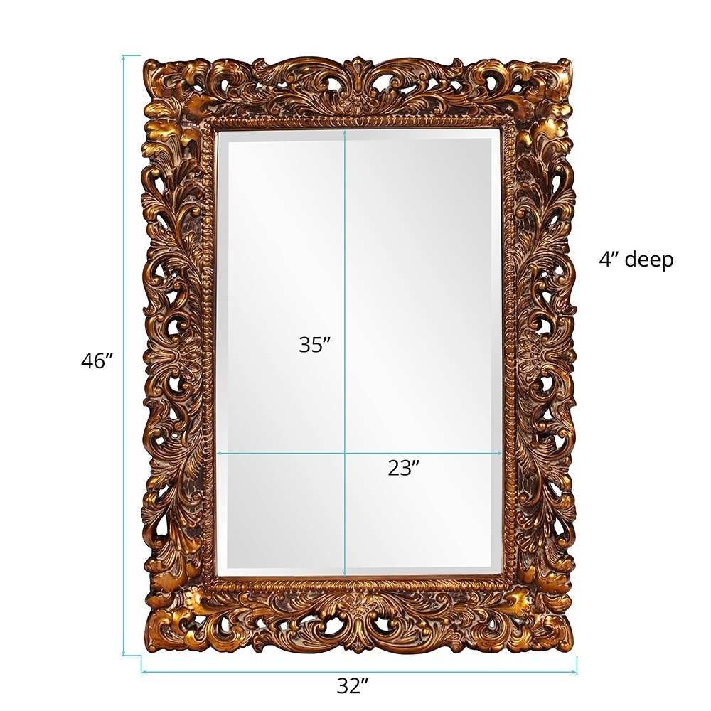 an Andrews Antique Gold Framed Beveled Barcelona Wall Mirror   46 inches by 32 inches