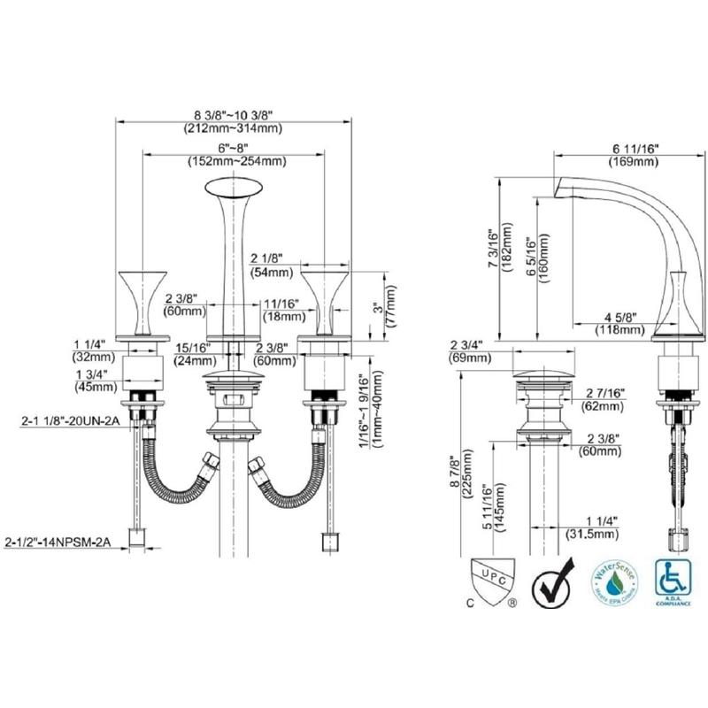 Ultra Faucets Twist UF5551 Widespread Lavatory Faucet