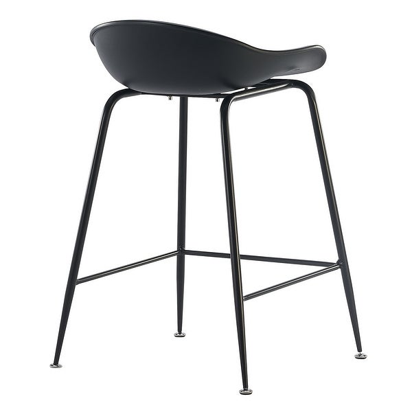 Set Of 2 25 Seat Molded Plastic Shell Counter Stools With Backs Dark Metal High Dining Chairs Kitchen