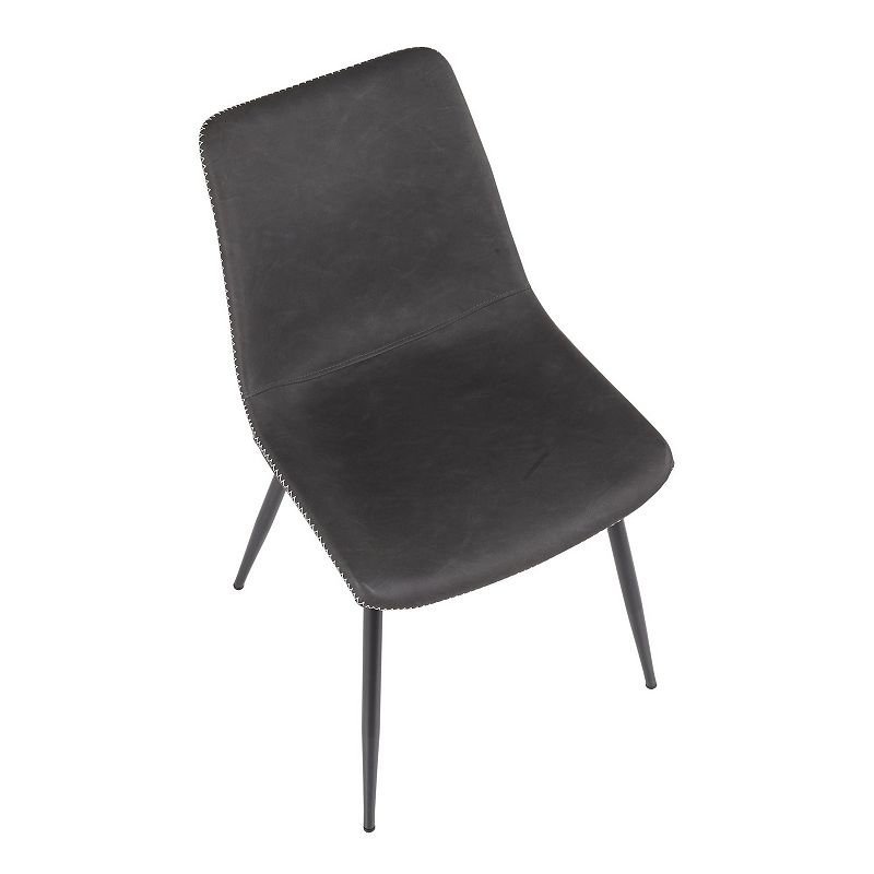 Set of 2 Grey Leather and Black Metal Durango Dining Chair  32.25”