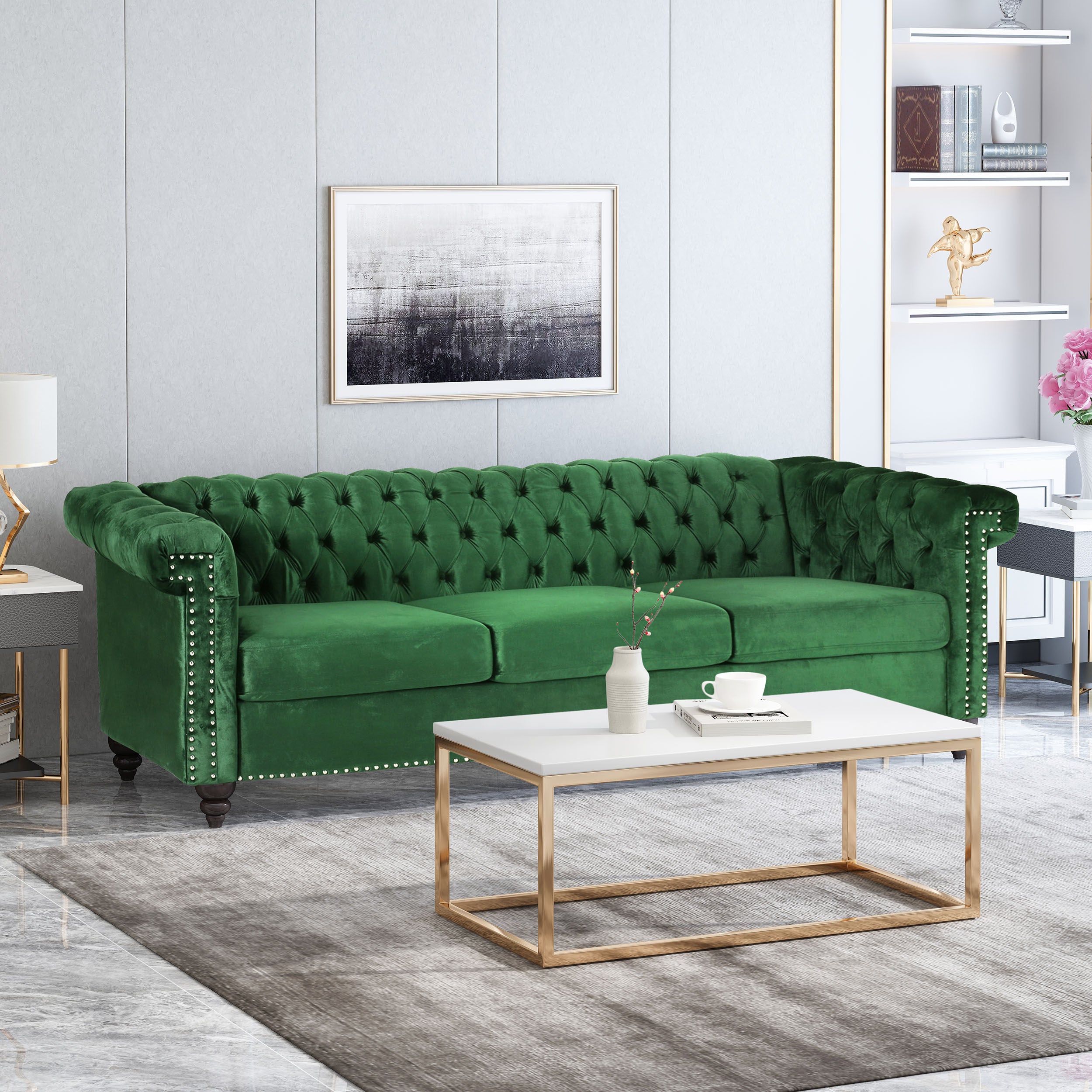 Zyiere Tufted Chesterfield 3 Seater Sofa