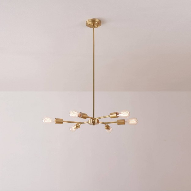 Tetra 6 light Matte Brass Chandelier Globe Electric