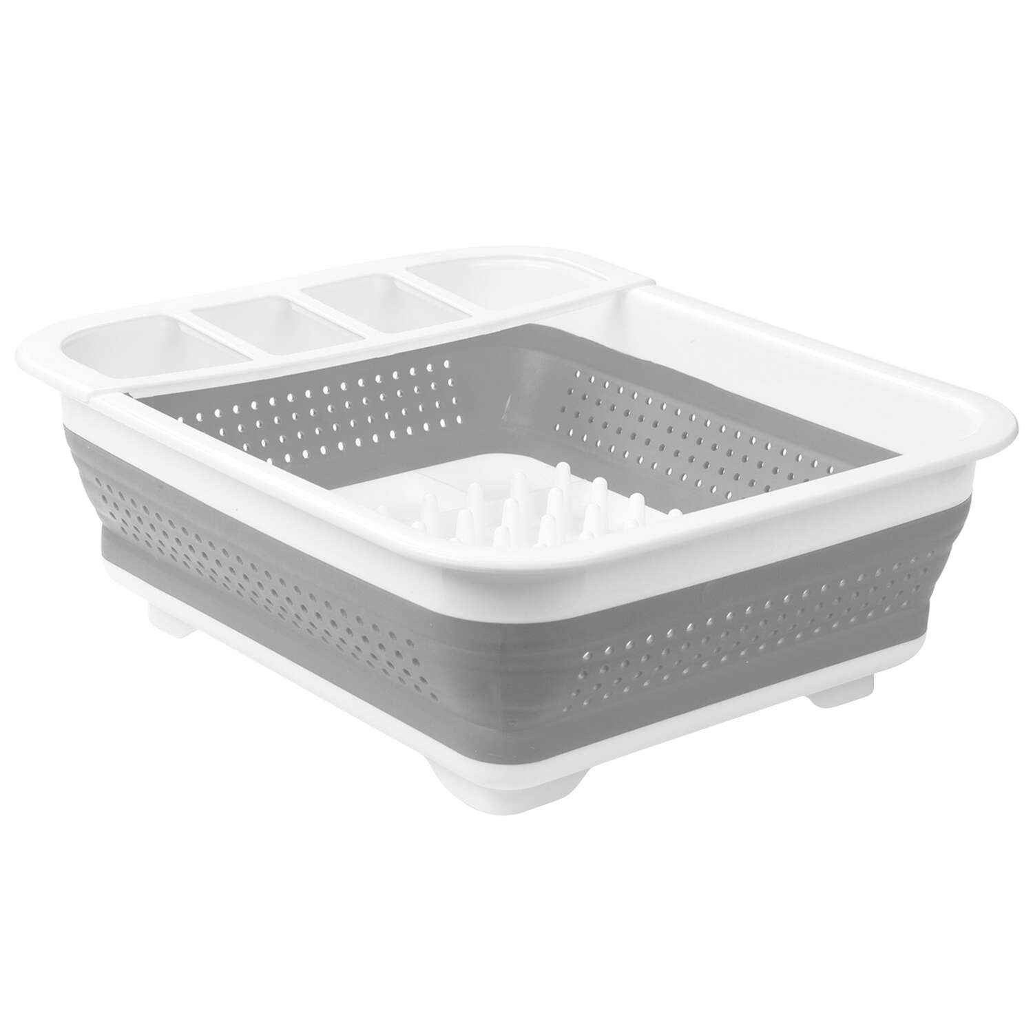 Madesmart 14.63 in. L X 12.63 in. W X 5.5 in. H Gray/White Plastic Dish Rack