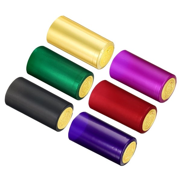 180Pcs 30mm PVC Heat Shrink Wine Bottle Caps Sleeves Top Cover Film 6 Colors - Multi-Color