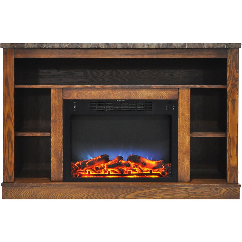 Cambridge 47 In. Electric Fireplace with a Multi Color LED Insert and Walnut Mantel