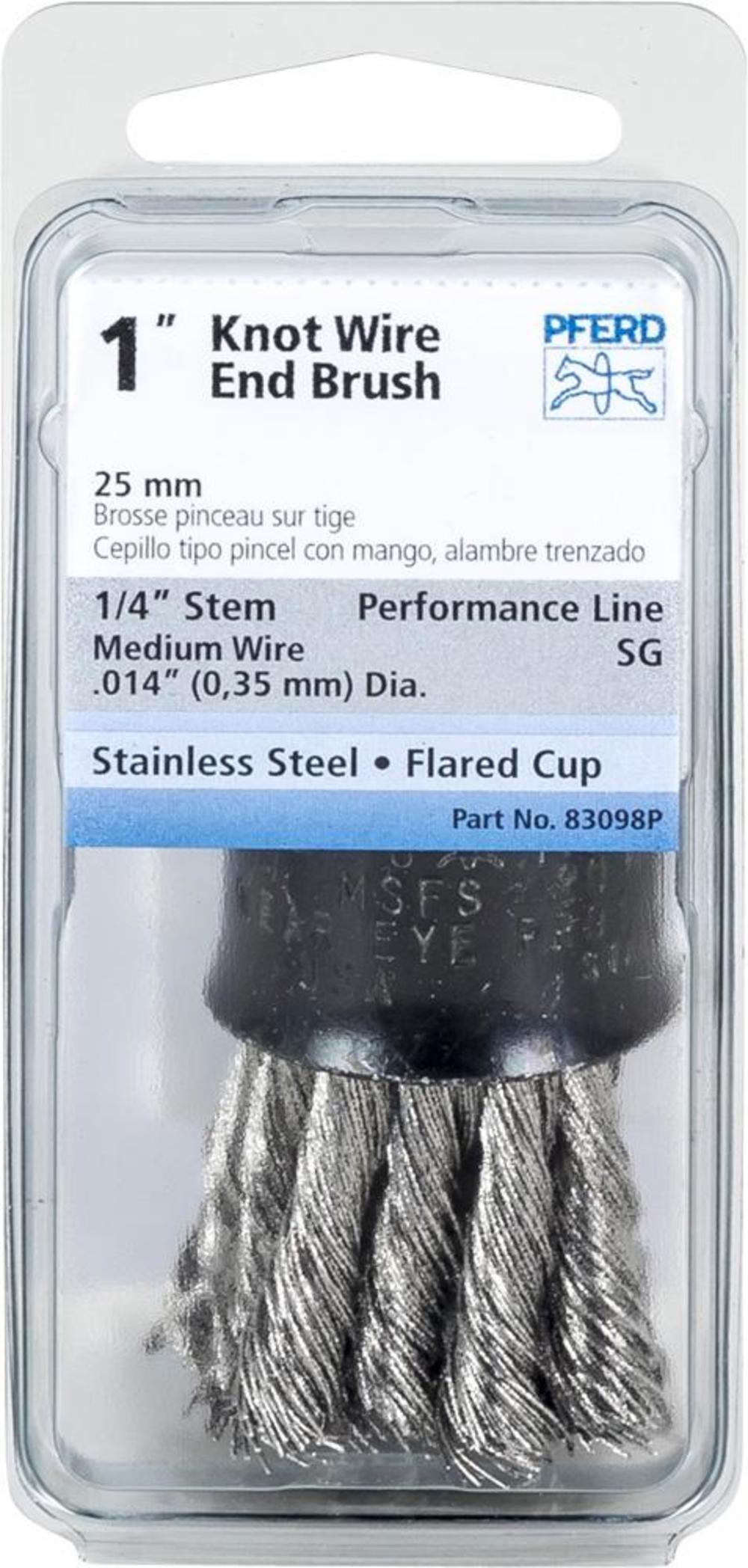 P.O.P. 1 Knot Wire End Brush ; Flared Cup ; .014 SS Wire， 1/4 Shank