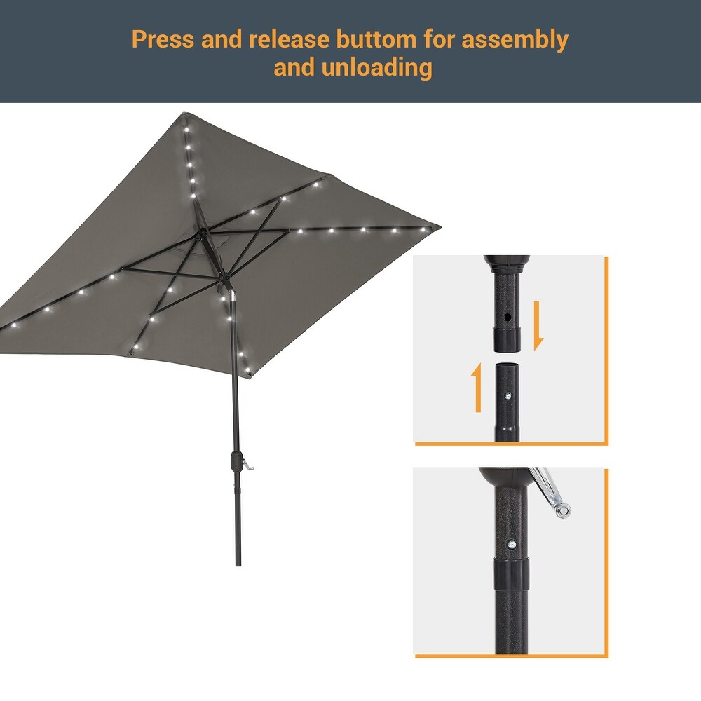 BONOSUKI Outdoor 10 x 6.5ft LED Umbrella Patio Market Table Umbrella