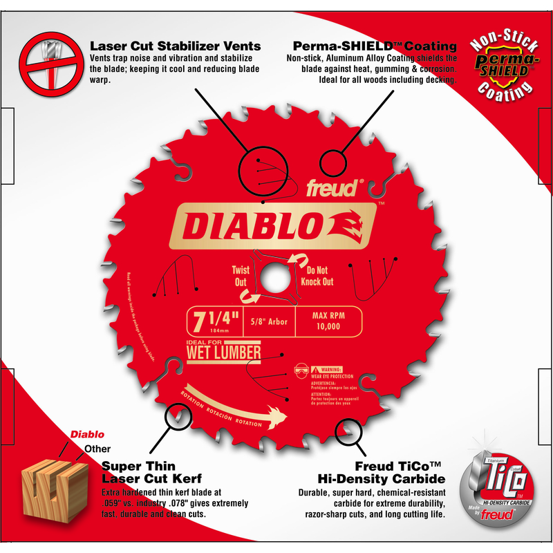 Diablo 7-1/4 in. D X 5/8 in. Carbide Finishing Saw Blade 60 teeth 1 pc