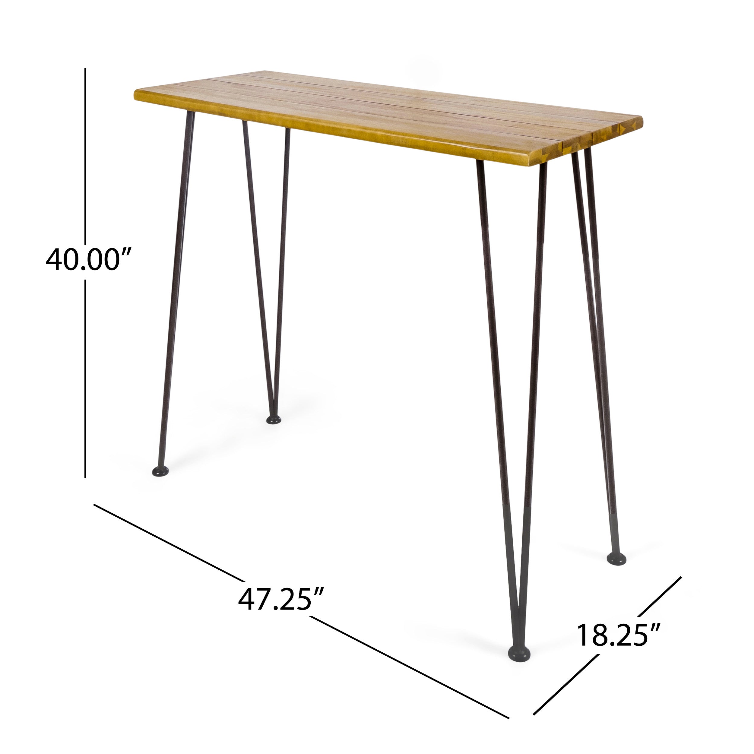 Avy Outdoor Modern Industrial 3 Piece Acacia Wood Bar Set