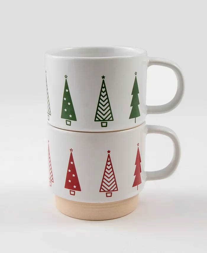 Thirstystone Stackable Mugs with Christmas Trees Set of 2