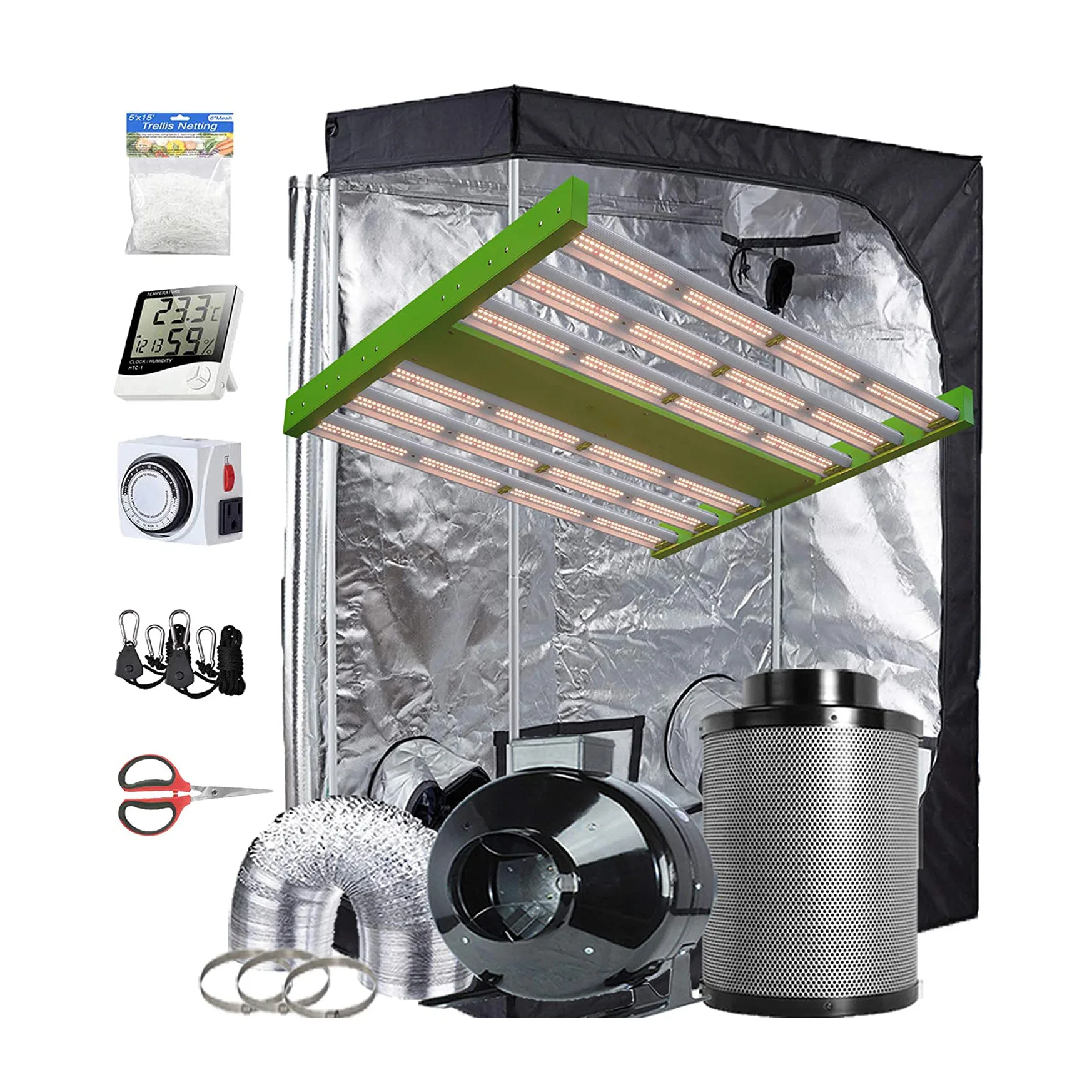 Factory Direct Supply 60x32x80inch Hydroponic Indoor Plant Grow Tent Complete Kit with 300W Led Grow Light