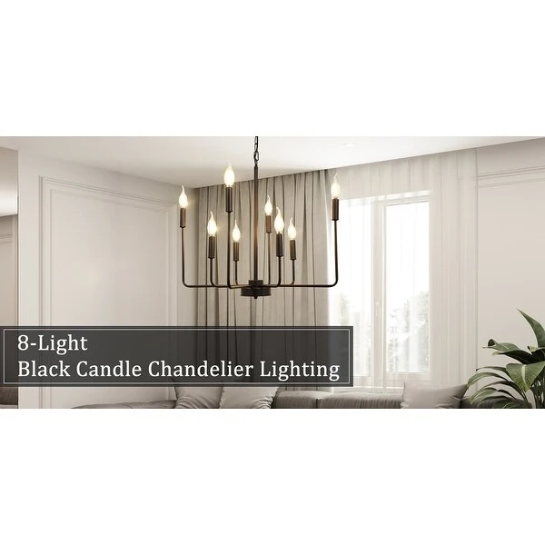 Depuley 8-Light Industrial Farmhouse Metal Candlelabrum Chandelier,Matte Black