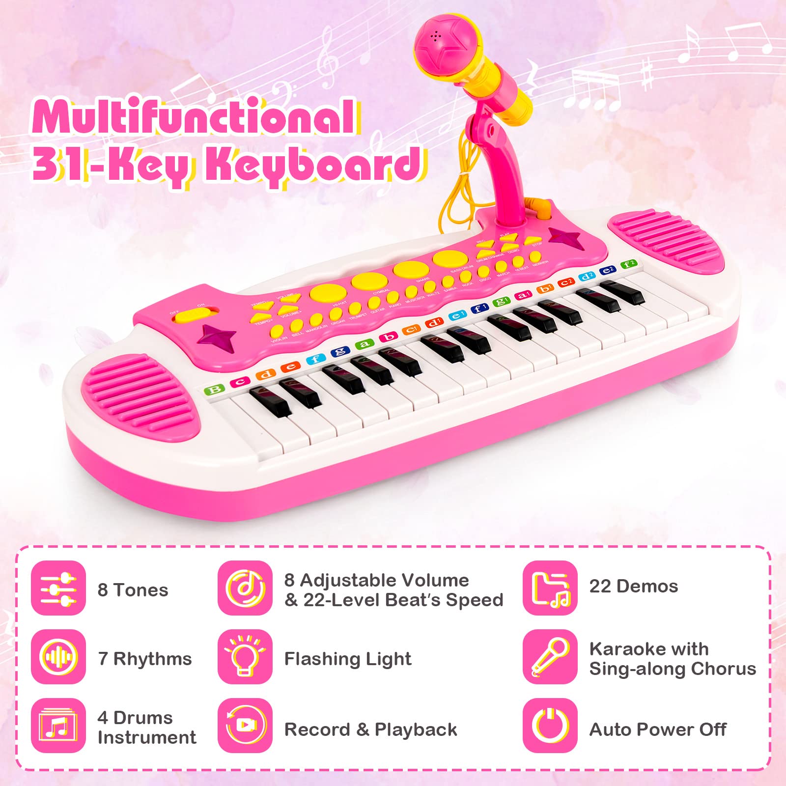 Costzon 31-Key Kids Piano Keyboard Toy, Toddler Electronic Musical Instrument Educational Toy