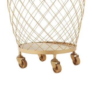 Litton Lane Gold Deep Set Wire Basket Storage Cart with Wheels and Handle (Set of 2) 45911