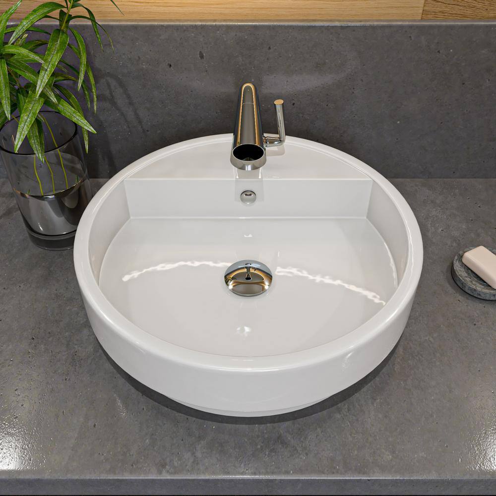 ALFI BRAND 19.13 in. Drop In Bathroom Sink in White ABC702