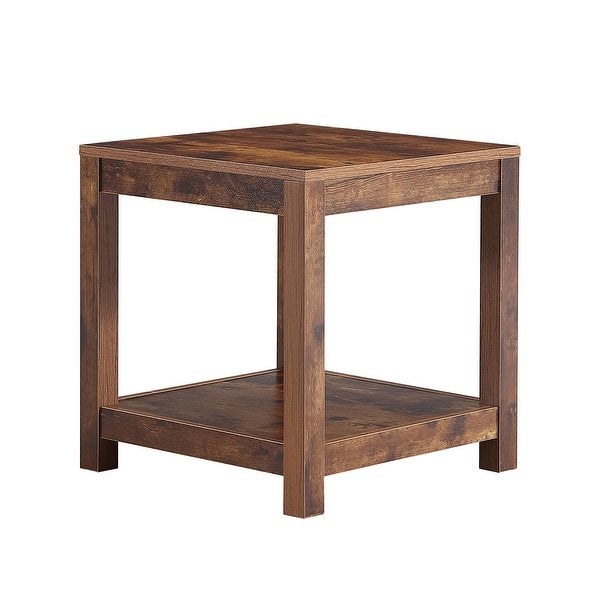 Side table ， 2-tier Small Space End Table with Storage Shelf