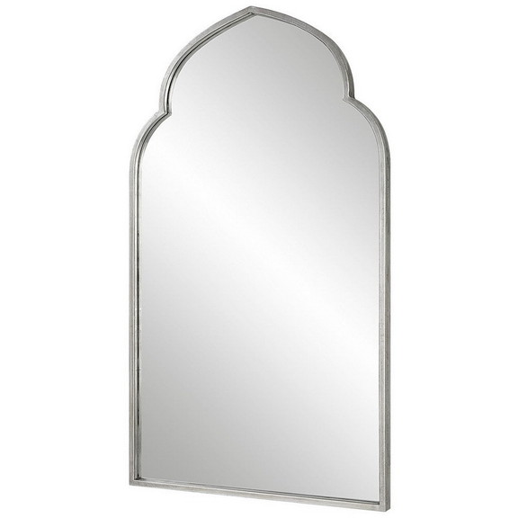 Benjara BM276693 38 Inch Wood Wall Mirror  Morocca...