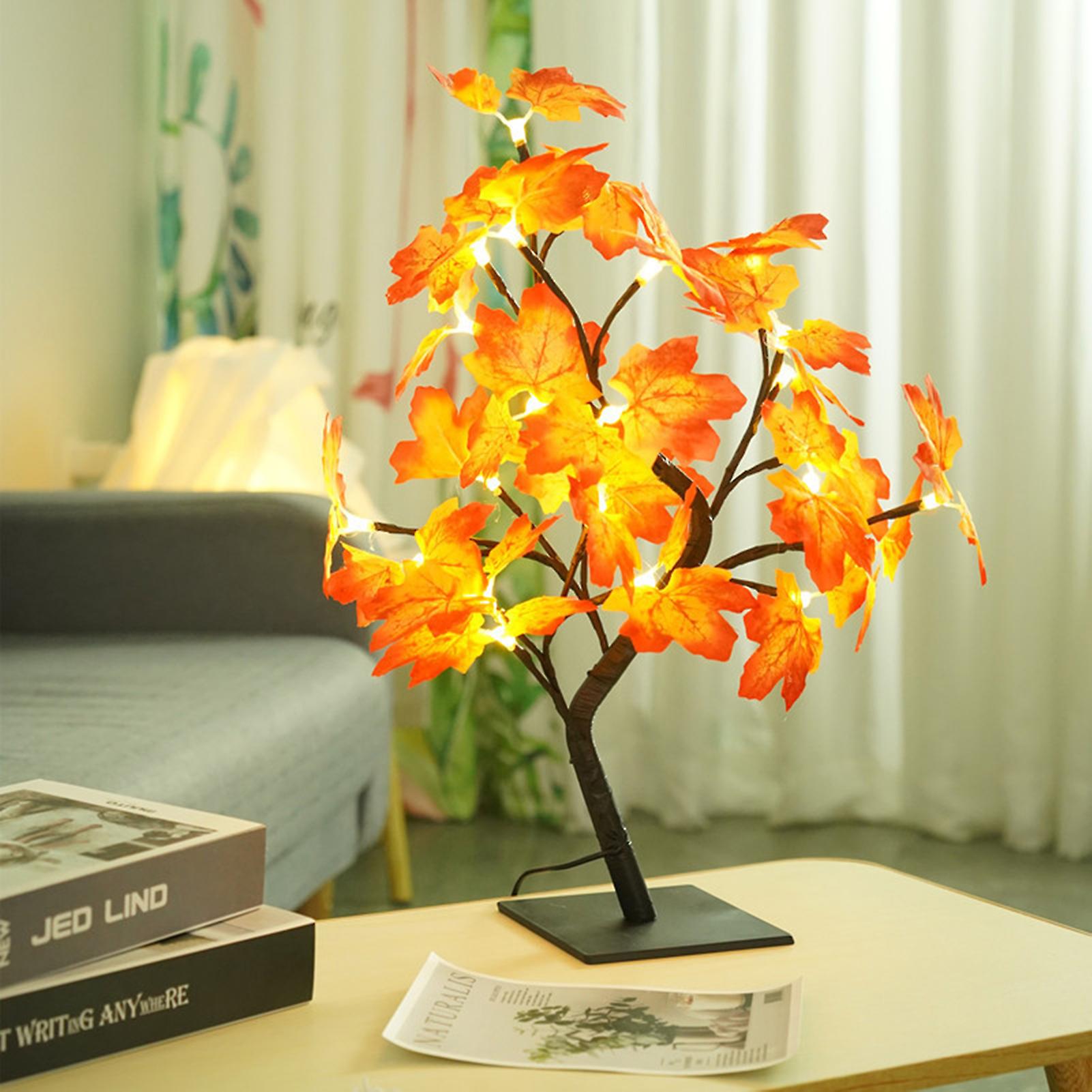 Iron Art Simulation Maple Leaves Lamp Usb Night Light Indoor Christmas Decoration Luminous Tree Lamp No.249398