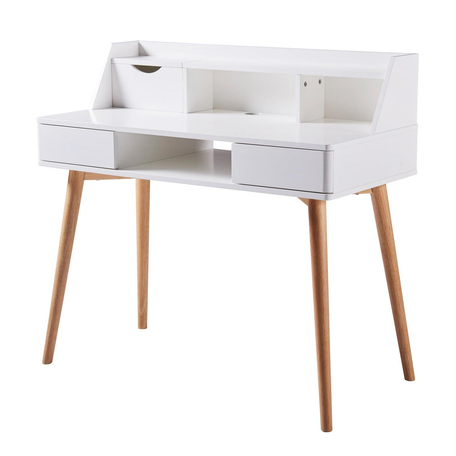 Teamson Home Creativo Wooden Writing Desk with Storage， White/Natural