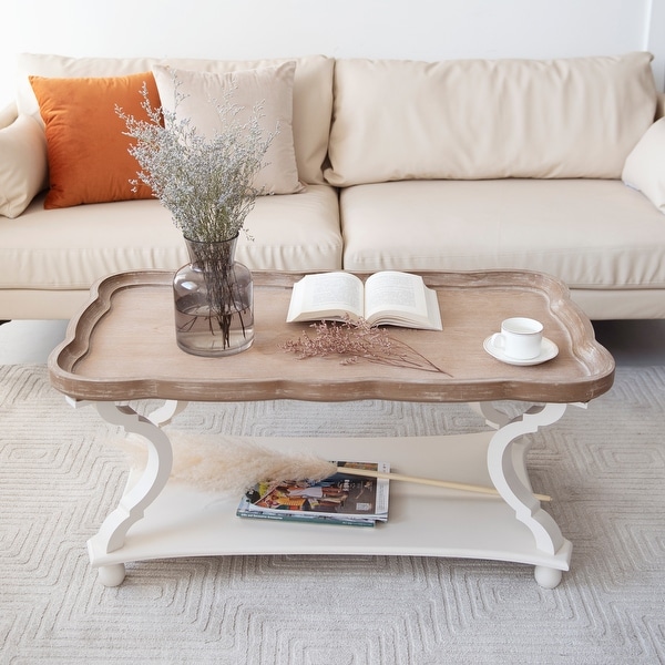 COZAYH Rustic Farmhouse Cottagecore Coffee Table