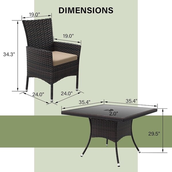 Kullavik Outdoor Dining Set，Rattan Patio Furniture Dining Table and Chairs