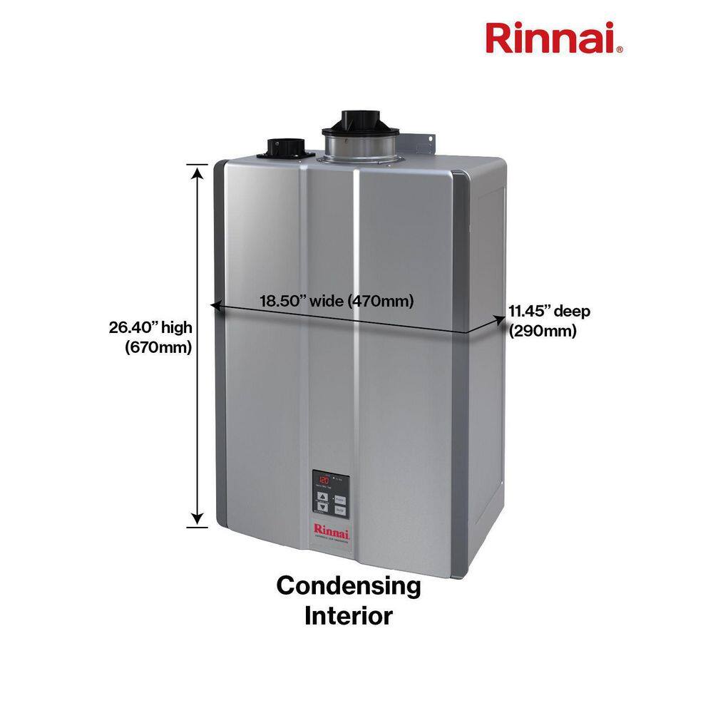 Rinnai Super High Efficiency Plus 11 GPM Residential 199000 BTU Interior Natural Gas Tankless Water Heater RSC199iN