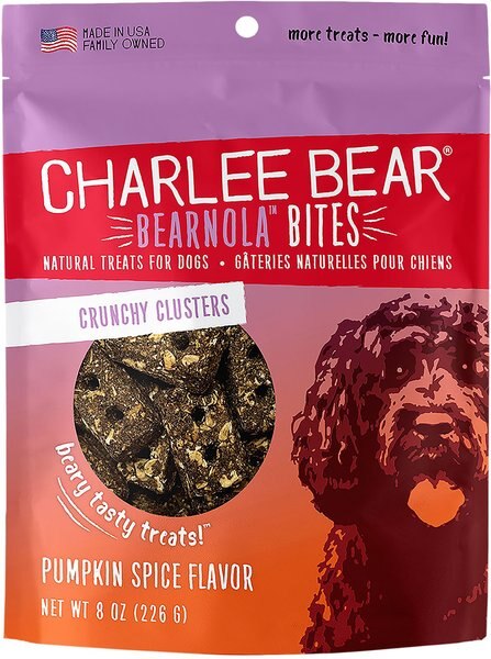 Charlee Bear Bearnola Bites Pumpkin Spice Flavor Dog Treats， 8-oz bag