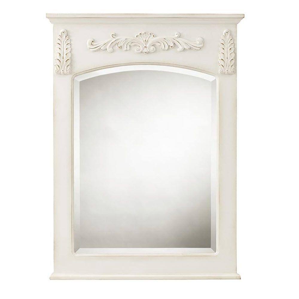 Home Decorators Collection 22 in. W x 32 in. H Framed Rectangular Bathroom Vanity Mirror in antique white 1590410410