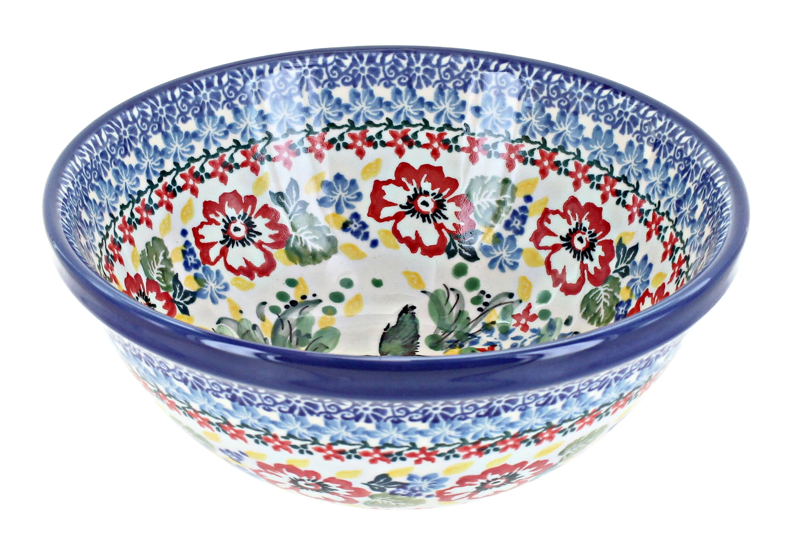 Blue Rose Polish Pottery Hummingbird Cereal/Soup Bowl