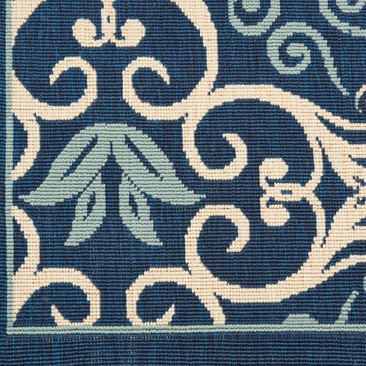 Adelene Navy Blue/Beige Indoor/Outdoor Rug