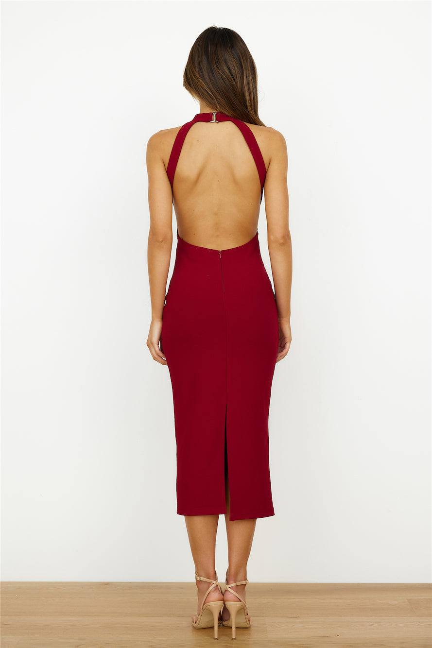 Radio Tunes Midi Dress Burgundy