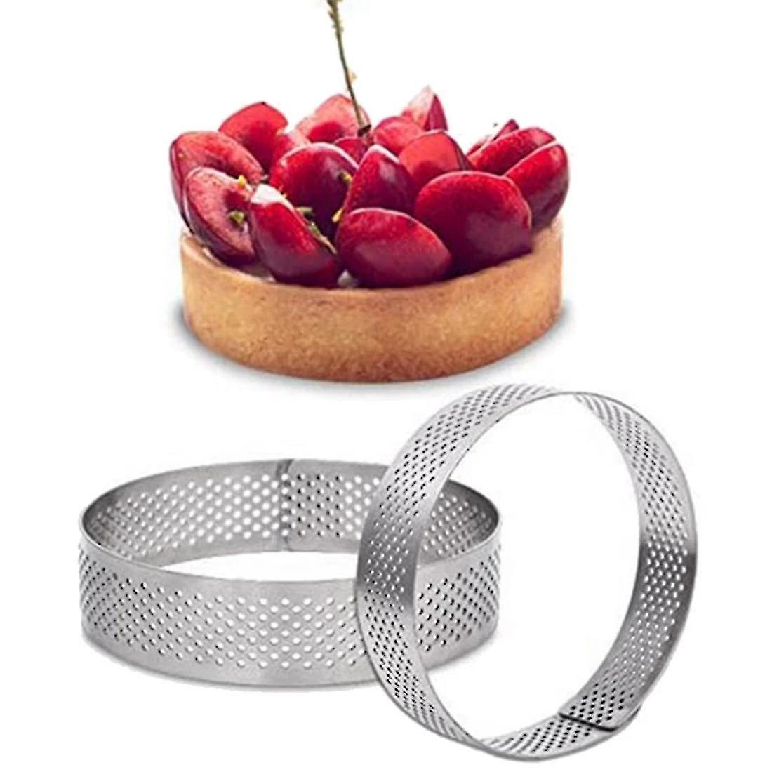 12 Pack Stainless Steel Tart Rings，perforated Cake Mousse Ring， 6cm