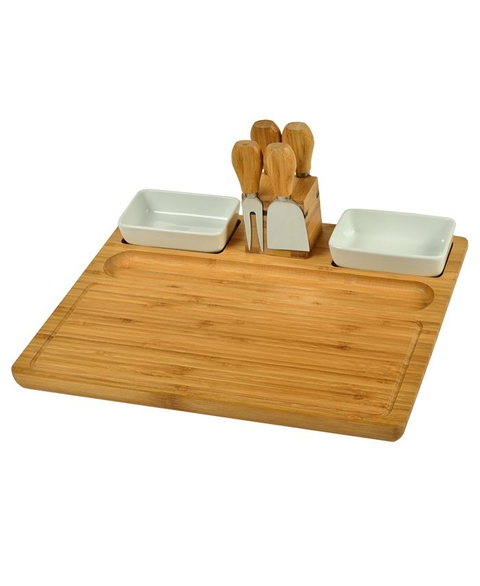 Picnic At Ascot Sherborne Large Bamboo Cheese Board Set with 4 Tools and 2 Bowls