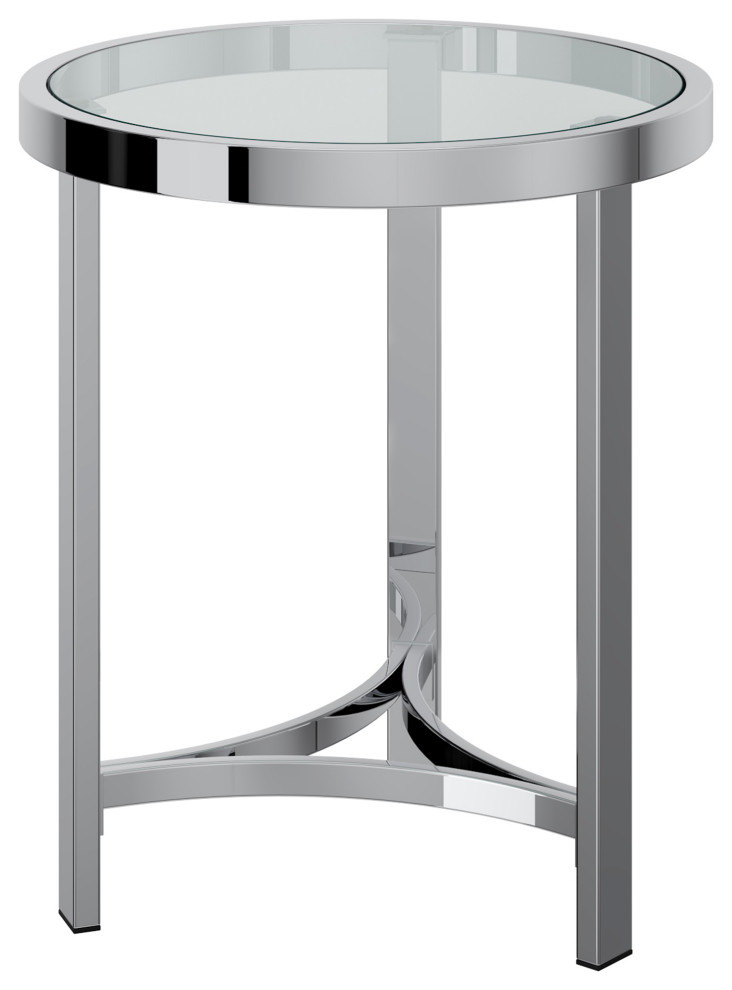 Strata Round Contemporary Metal/Glass Accent Table in Chrome/Clear   Contemporary   Side Tables And End Tables   by WHI  Houzz