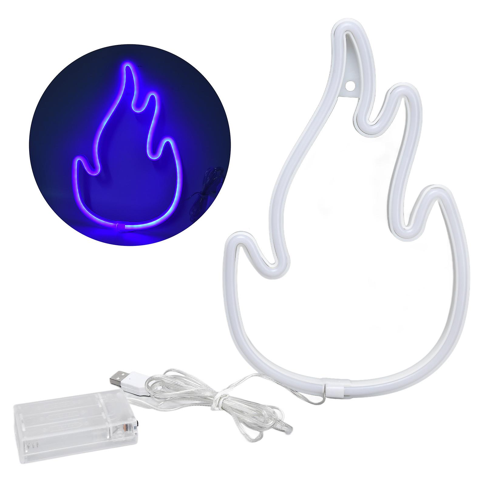 Flame Neon Sign Dual Power Supply Flame Neon Light For Wall Decor Bedroom Gaming Room Setupblue